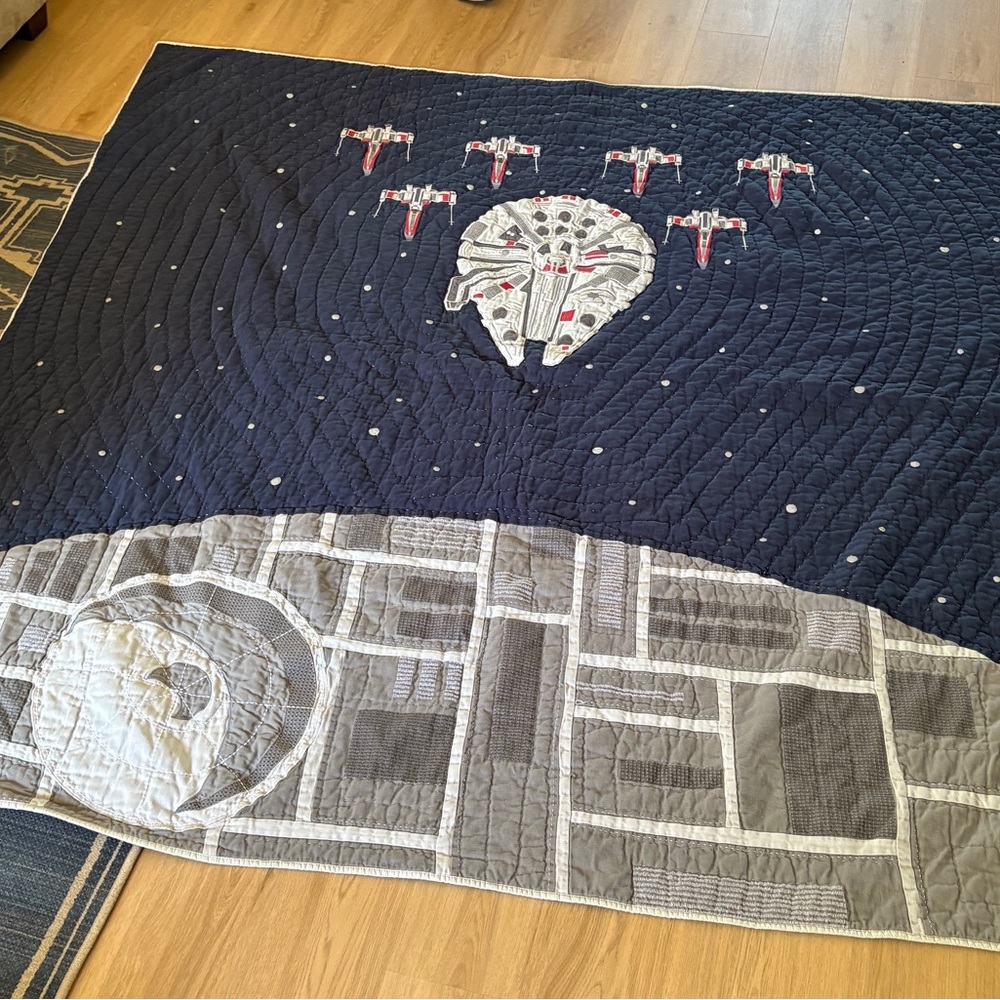 Star Wars Themed Navy and Gray Quilt